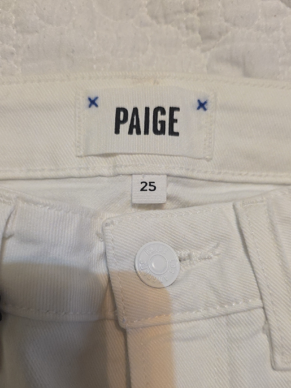 PAIGE White Cindy Crop Crisp White With Destroyed Hem Straight Leg Jeans Size 25 - Picture 4 of 11